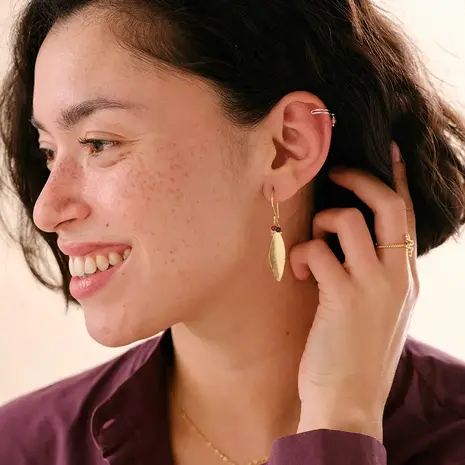 A Beautiful Story Longful Garnet Rose Quartz Earrings GP