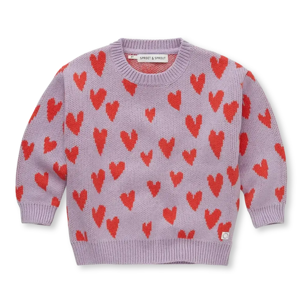 Sproet & Sprout Sweater intarsia hearts - Lavender