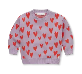 Sproet & Sprout Sweater intarsia hearts - Lavender