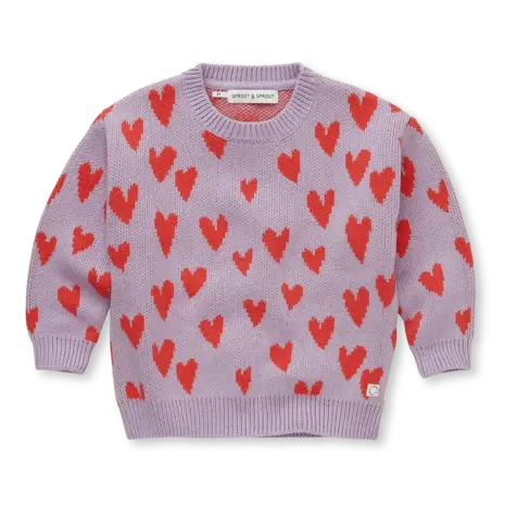 Sproet & Sprout Sweater intarsia hearts - Lavender