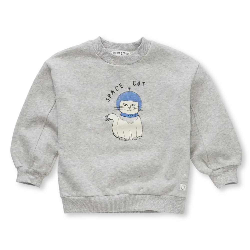 Sproet & Sprout Sweatshirt space cat - Grey Melee