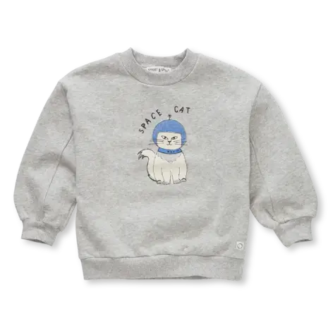 Sproet & Sprout Sweatshirt space cat - Grey Melee