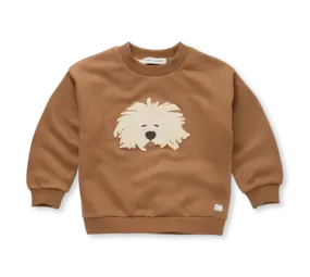 Sproet & Sprout Sweatshirt moustache dog - Mocca
