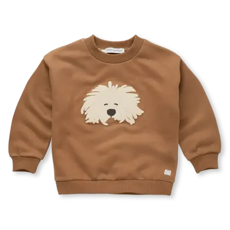 Sproet & Sprout Sweatshirt moustache dog - Mocca