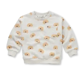 Sproet & Sprout Sweatshirt moustache dog print - Light Grey Melee