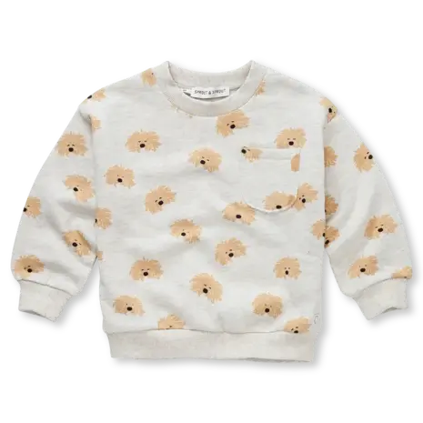 Sproet & Sprout Sweatshirt moustache dog print - Light Grey Melee