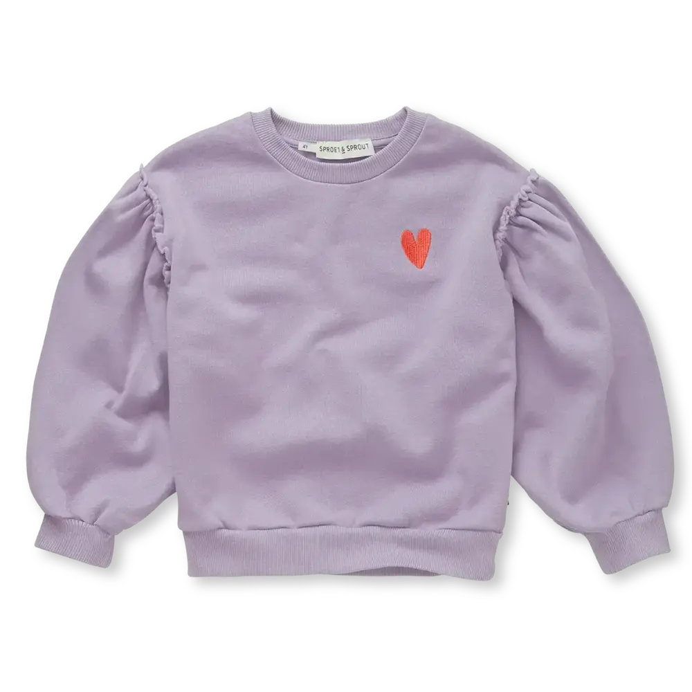 Sproet & Sprout Sweatshirt puff sleeves heart - Lavender