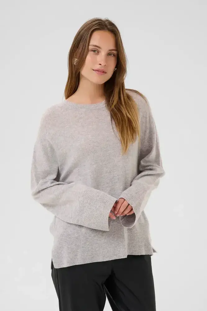 Culture Callie Arrow Oversized Pullover - Mid Grey Melange