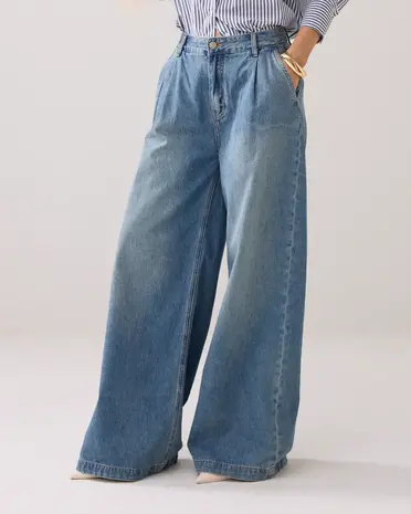 Summum Woman Wide leg jeans vintage cotton twill - Denim Summum Woman Wide leg jeans vintage cotton twill - Denim