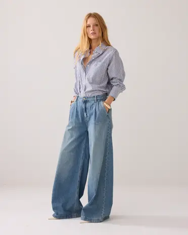 Summum Woman Wide leg jeans vintage cotton twill - Denim Summum Woman Wide leg jeans vintage cotton twill - Denim