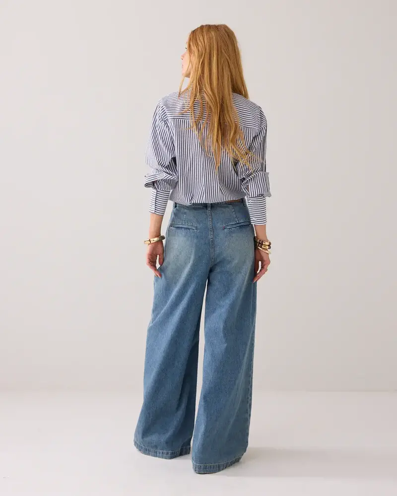 Summum Woman Wide leg jeans vintage cotton twill - Denim Summum Woman Wide leg jeans vintage cotton twill - Denim