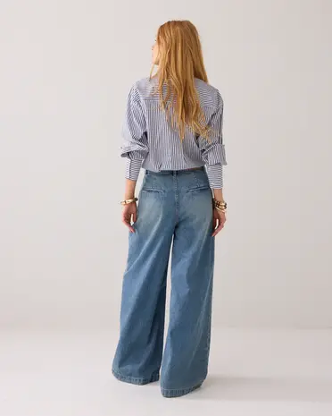 Summum Woman Wide leg jeans vintage cotton twill - Denim Summum Woman Wide leg jeans vintage cotton twill - Denim