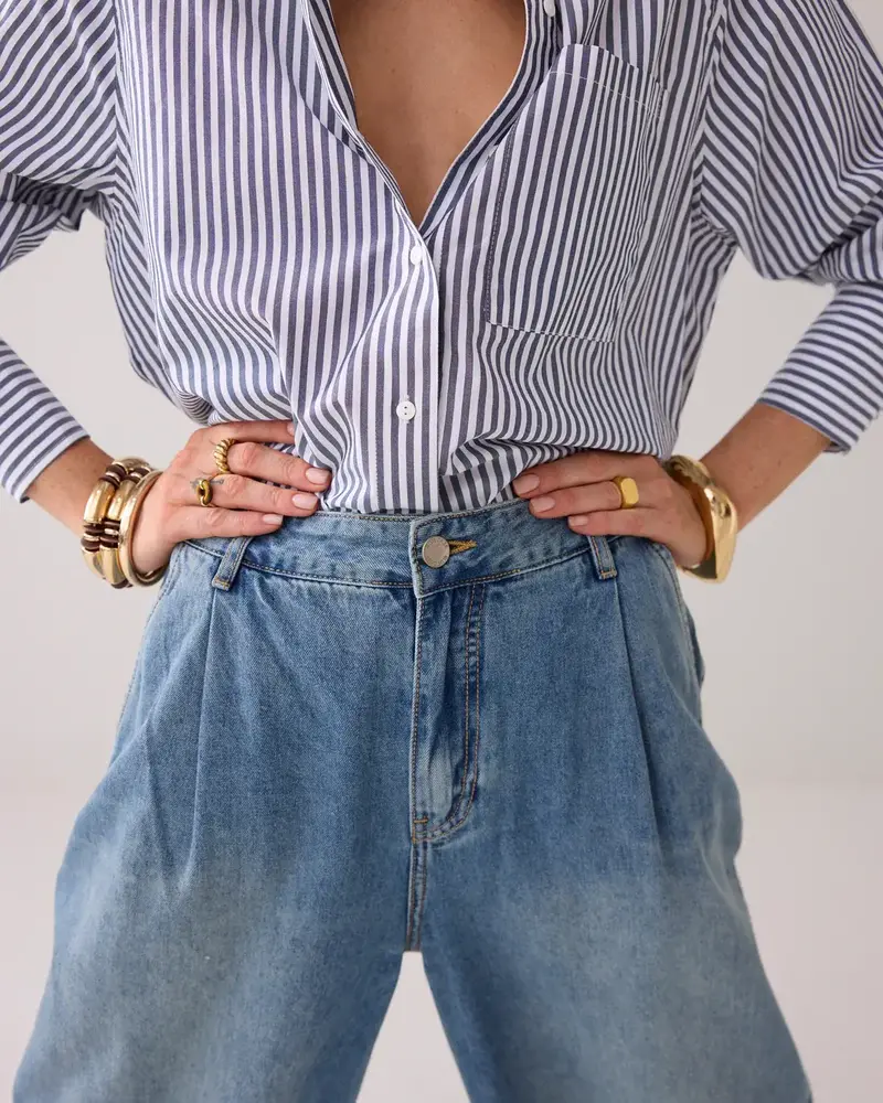 Summum Woman Wide leg jeans vintage cotton twill - Denim Summum Woman Wide leg jeans vintage cotton twill - Denim