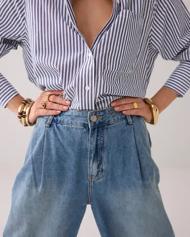 Summum Woman Wide leg jeans vintage cotton twill - Denim Summum Woman Wide leg jeans vintage cotton twill - Denim