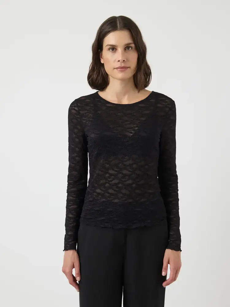 Y.A.S Cara LS Lace Top – Black