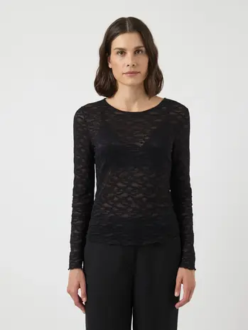 Y.A.S Cara LS Lace Top – Black