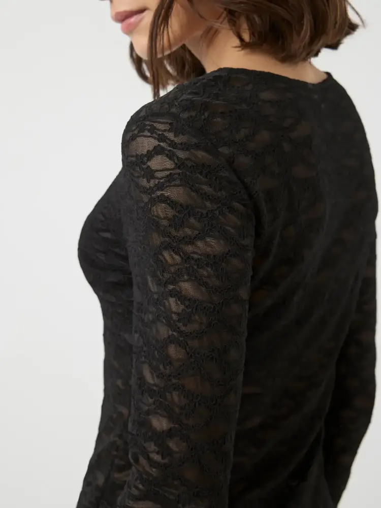 Y.A.S Cara LS Lace Top – Black