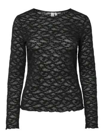 Y.A.S Cara LS Lace Top – Black