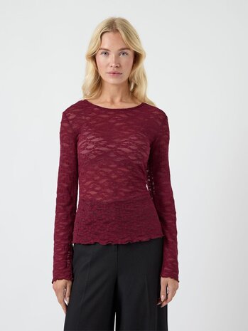 Y.A.S Cara LS LACE Top – Tibetan Red