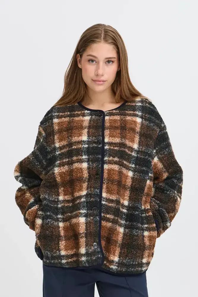 ICHI Kolira Jacket - Dark Navy Check