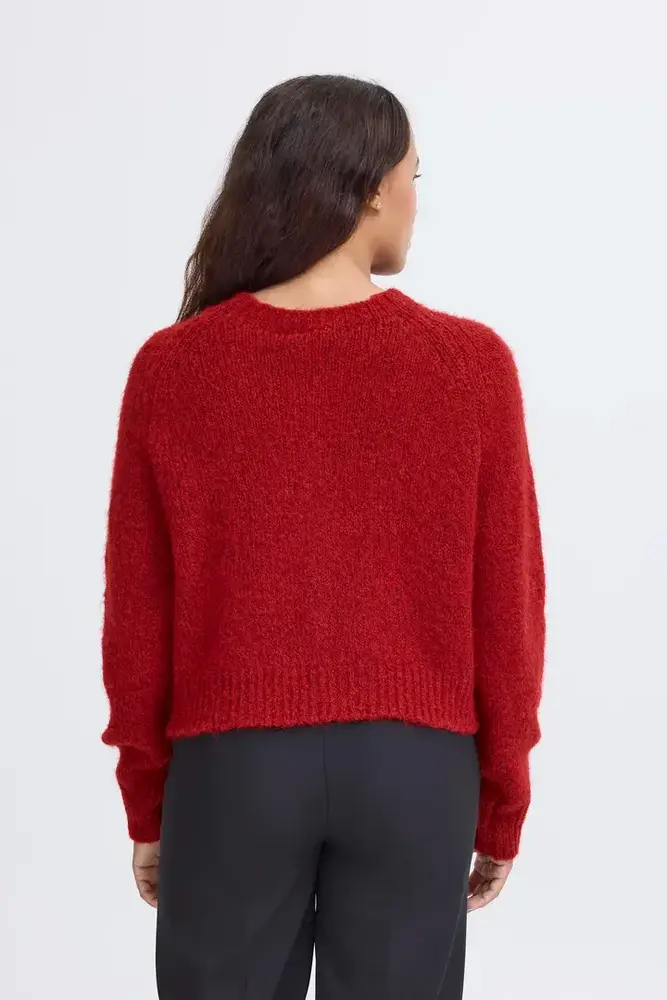 ICHI Belablue Cardigan - Red Dahlia