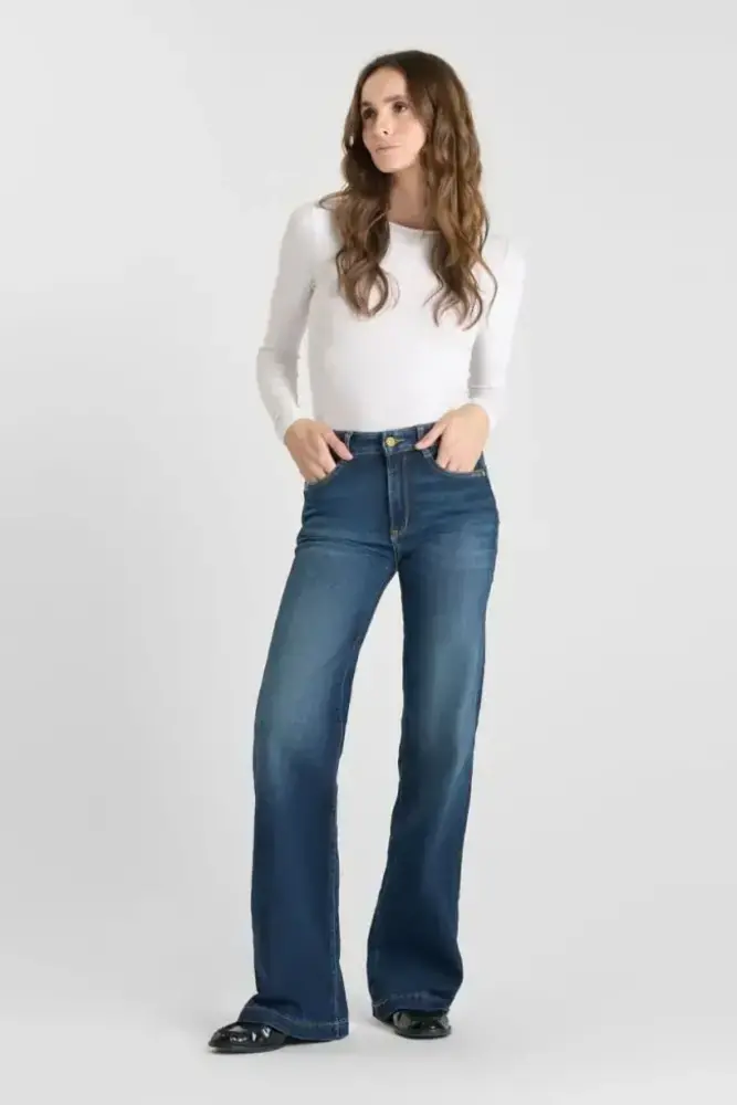 Le Temps des Cerises Jeans pulp flare Ponor taille haute bleu N°2