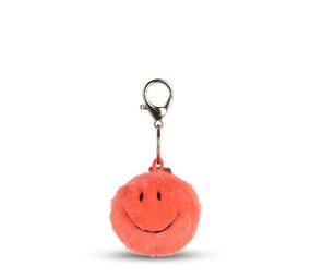 Smiley Smiley Keychain Fuzzy - Bright Coral