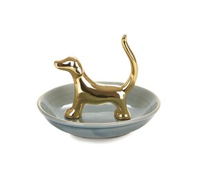 Balvi Ring holder Bassotto golden porcelain