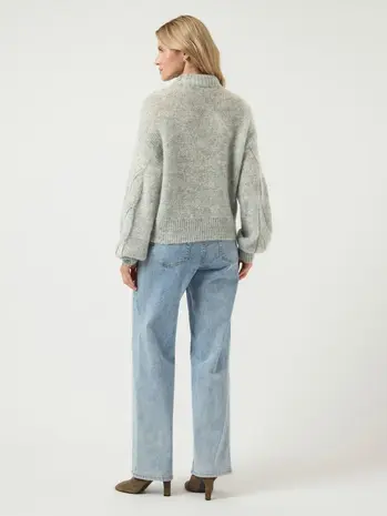 Y.A.S Luris Wool Blend Knit Pullover – Light Grey Melange Silver