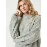 Y.A.S Luris Wool Blend Knit Pullover – Light Grey Melange Silver
