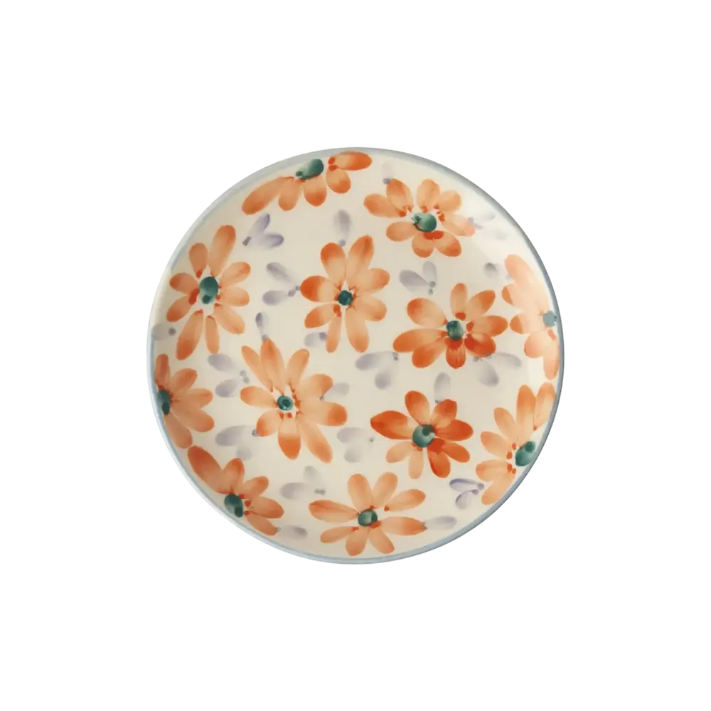 Rice Ceramic Cake Plate - Flowers Orange Rice Ceramic Cake Plate - Flowers Orange