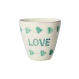 Rice Ceramic Oval Cup - LOVE Green (300 ml) Rice Ceramic Oval Cup - LOVE Green (300 ml)