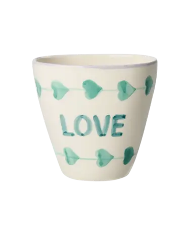 Rice Ceramic Oval Cup - LOVE  Green (300 ml) Rice Ceramic Oval Cup - LOVE  Green (300 ml)
