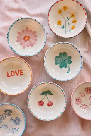 Rice Ceramic Bowl - Yellow  Flower - Jade Rice Ceramic Bowl - Yellow  Flower - Jade