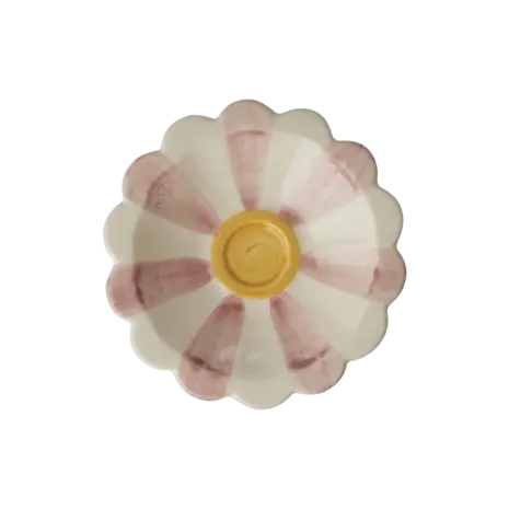 Rice Ceramic Flower Dipping Bowl - Stripes Pink Rice Ceramic Flower Dipping Bowl - Stripes Pink
