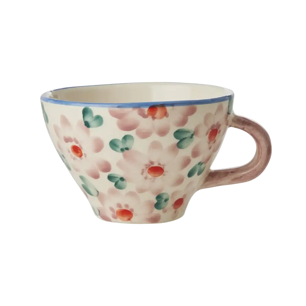 Rice Ceramic Tea Cup - Flowers Pink (150 ml) Rice Ceramic Tea Cup - Flowers Pink (150 ml)