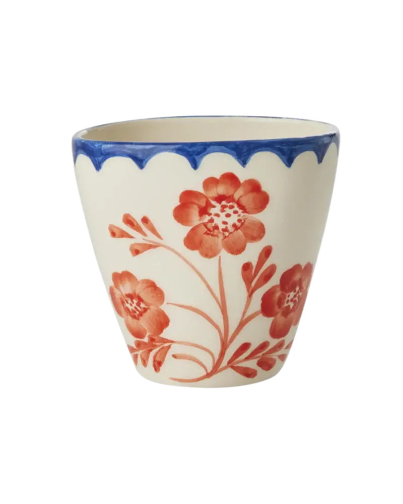 Rice Ceramic Oval Cup - Vintage Flower (300 ml)