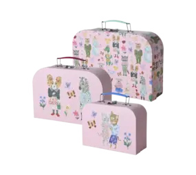 Rice Cardboard Suitcase - Nathalie Lété Pink (set of 3)