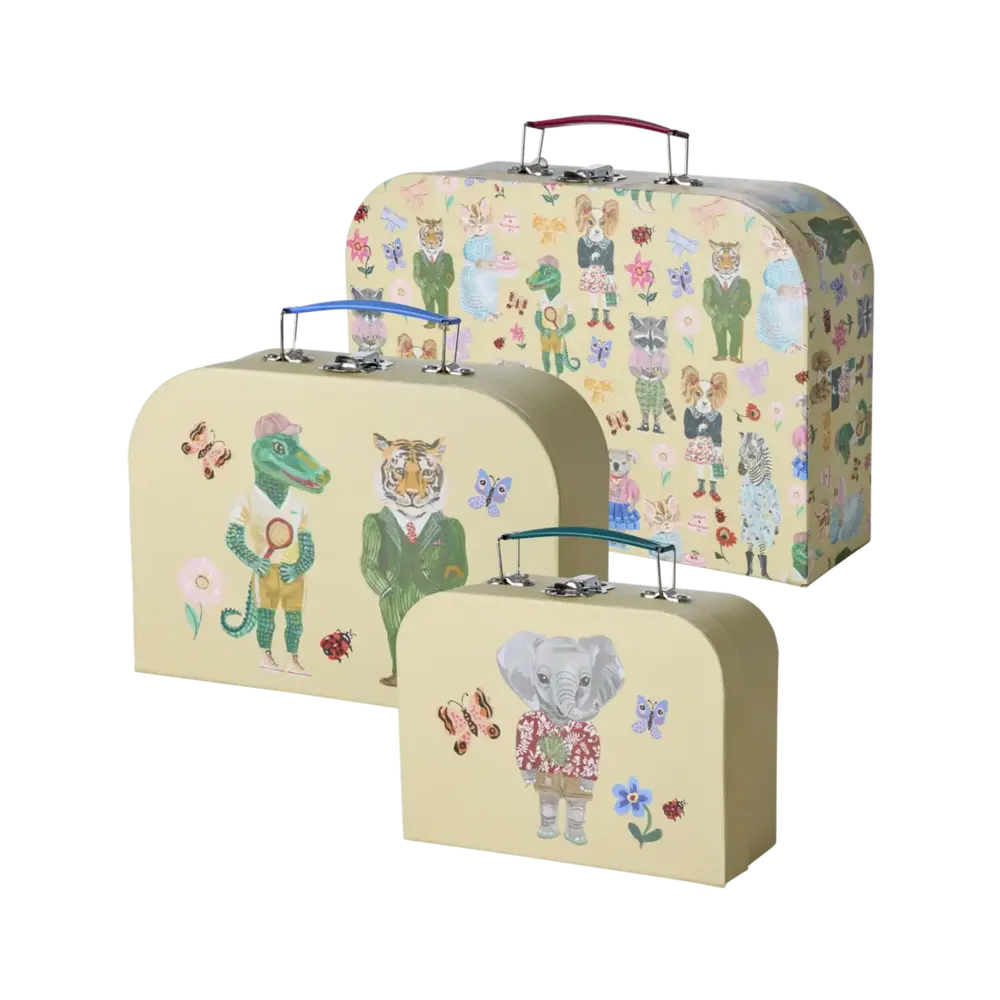 Rice Cardboard Suitcase - Nathalie Lété Cream (set of 3) Rice Cardboard Suitcase - Nathalie Lété Cream (set of 3)