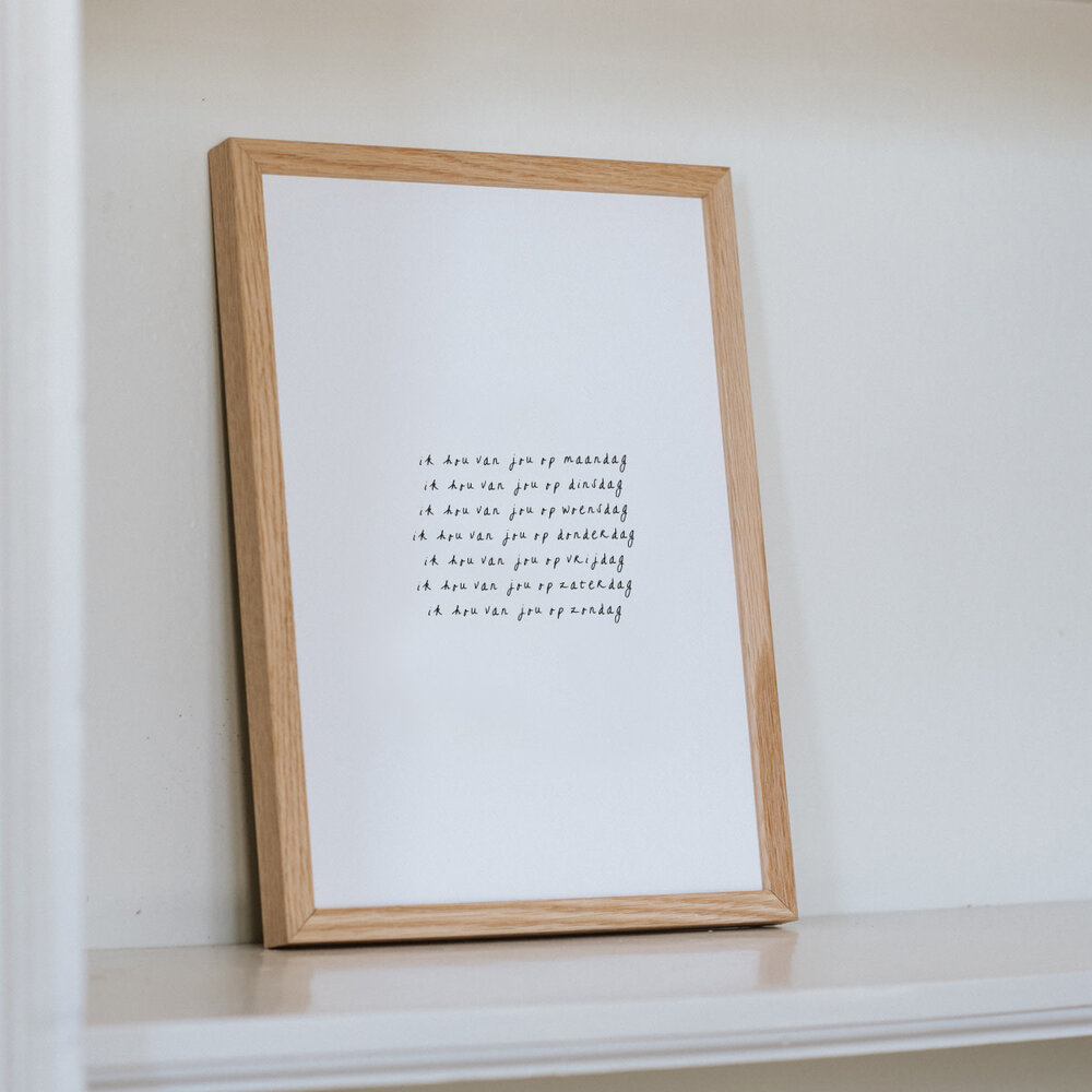 Ikpakjein Lijst + poster A4 – ik hou van jou op...