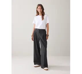 Summum Woman Trousers wide Pinstripe - Anthracite