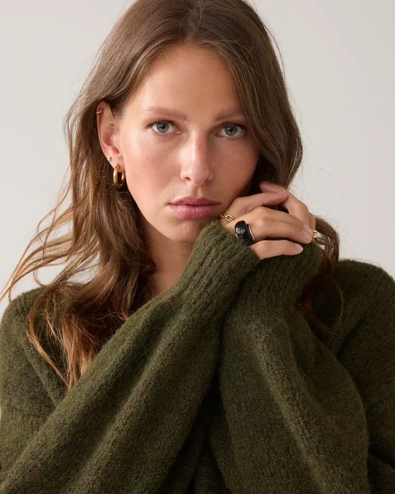 Summum Woman Puff sleeve cardigan cozy melange knit - Darkcamo