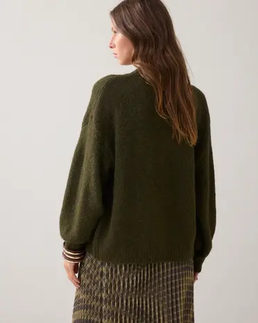 Summum Woman Puff sleeve cardigan cozy melange knit - Darkcamo