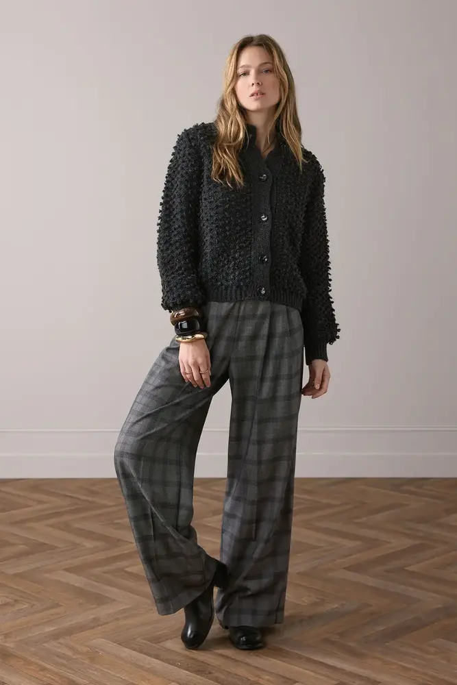 Summum Woman Cardigan loop stitch knit - Anthracite