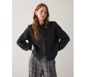 Summum Woman Cardigan loop stitch knit - Anthracite