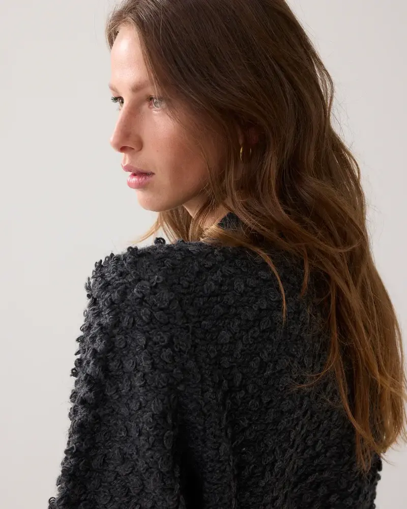 Summum Woman Cardigan loop stitch knit - Anthracite