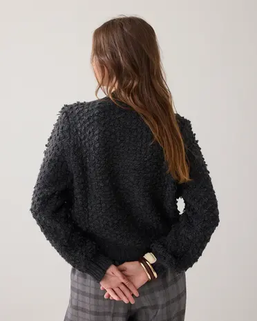 Summum Woman Cardigan loop stitch knit - Anthracite