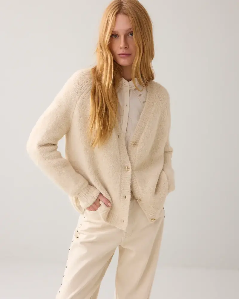 Summum Woman Cardigan cozy melange lurex knit - Ivory