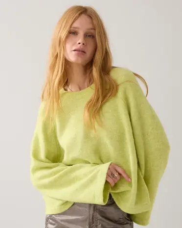Summum Woman Oversized sweater stretchy wool alpaca blend knit - Mistylime