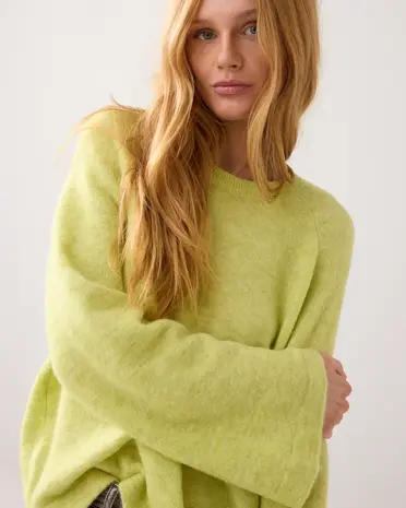 Summum Woman Oversized sweater stretchy wool alpaca blend knit - Mistylime